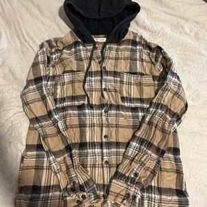 Pacsun Tan and black flannel hoodie